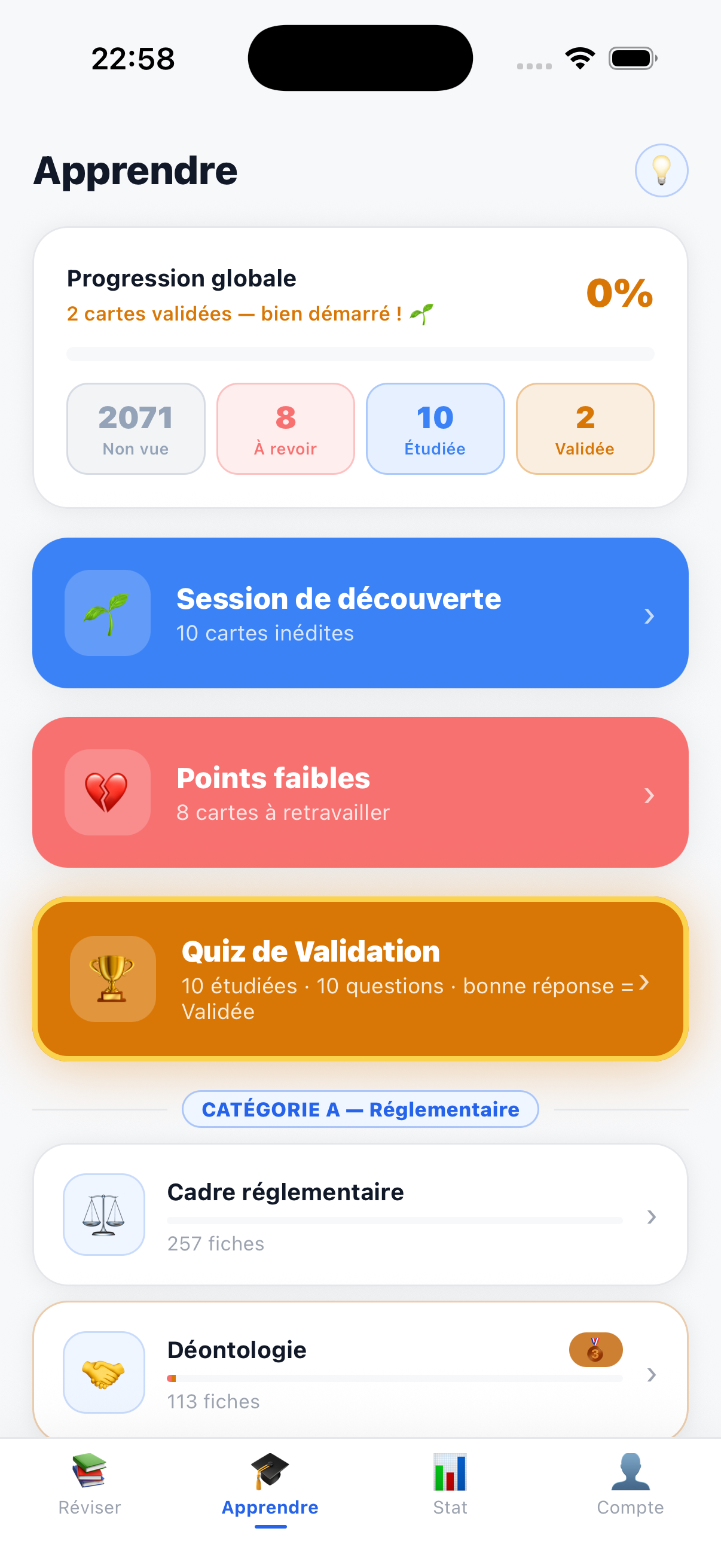 Mode Apprendre AMF Coach